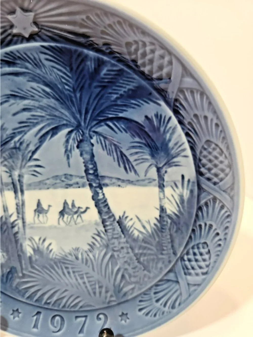 Vtg 1972 Royal Copenhagen Christmas Plate In The Desert Denmark Blue White